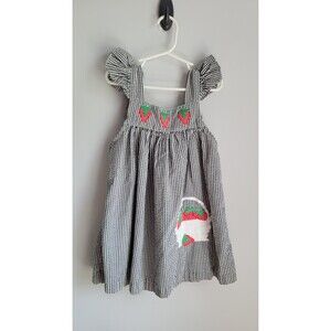 Samara Sundress Vintage Gingham Summer Dress Black Strawberry Applique Sz  S 5